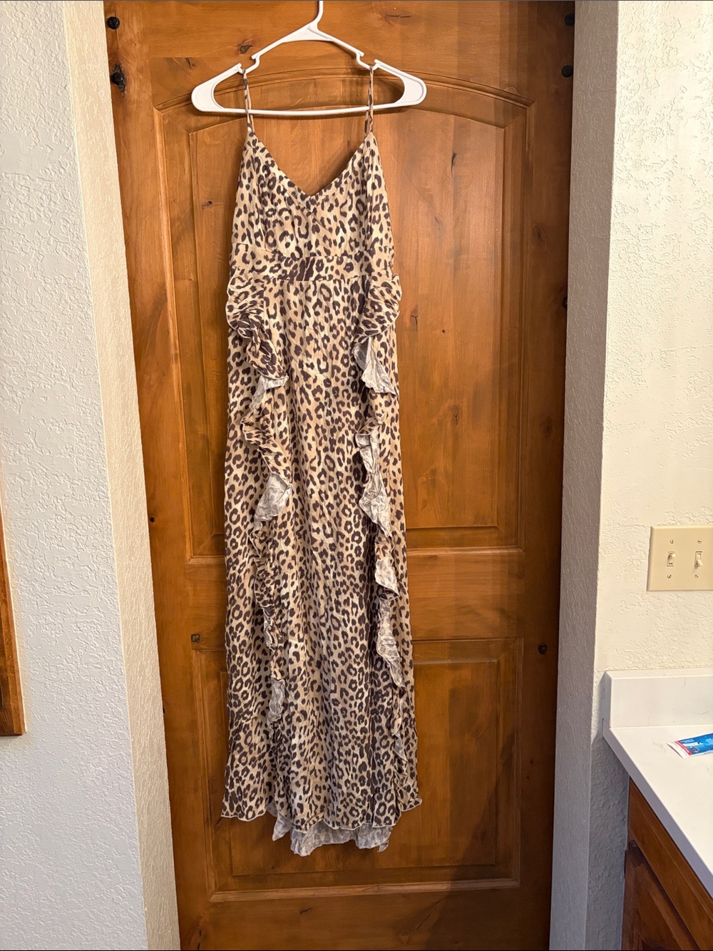 Chaser Leopard Ruffle Maxi Dress - Beige/Brown